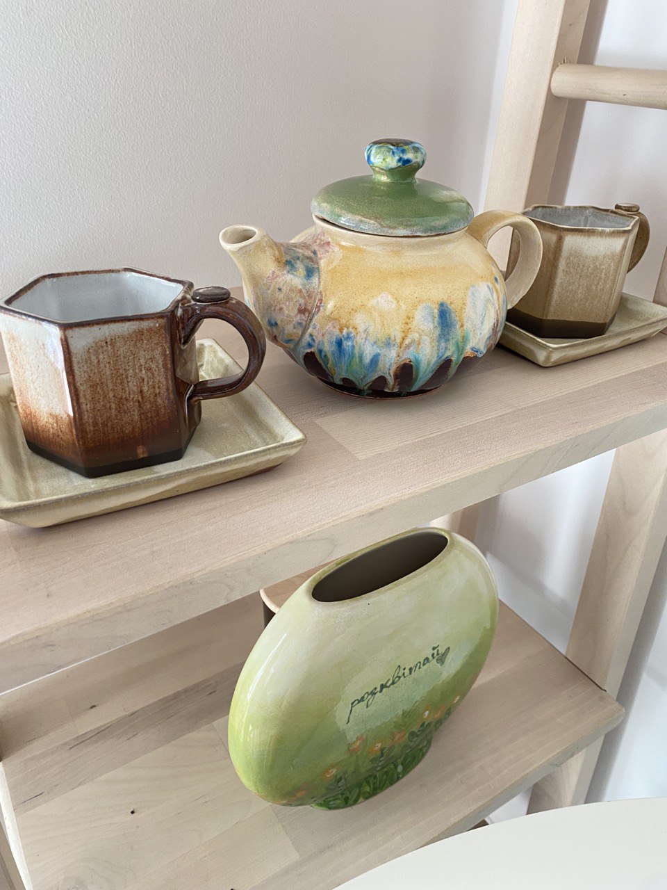 Ceramics on a shelf